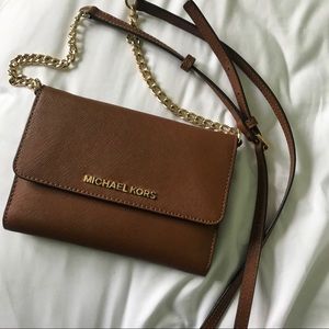 Michael Kors Brown leather crossbody wallet